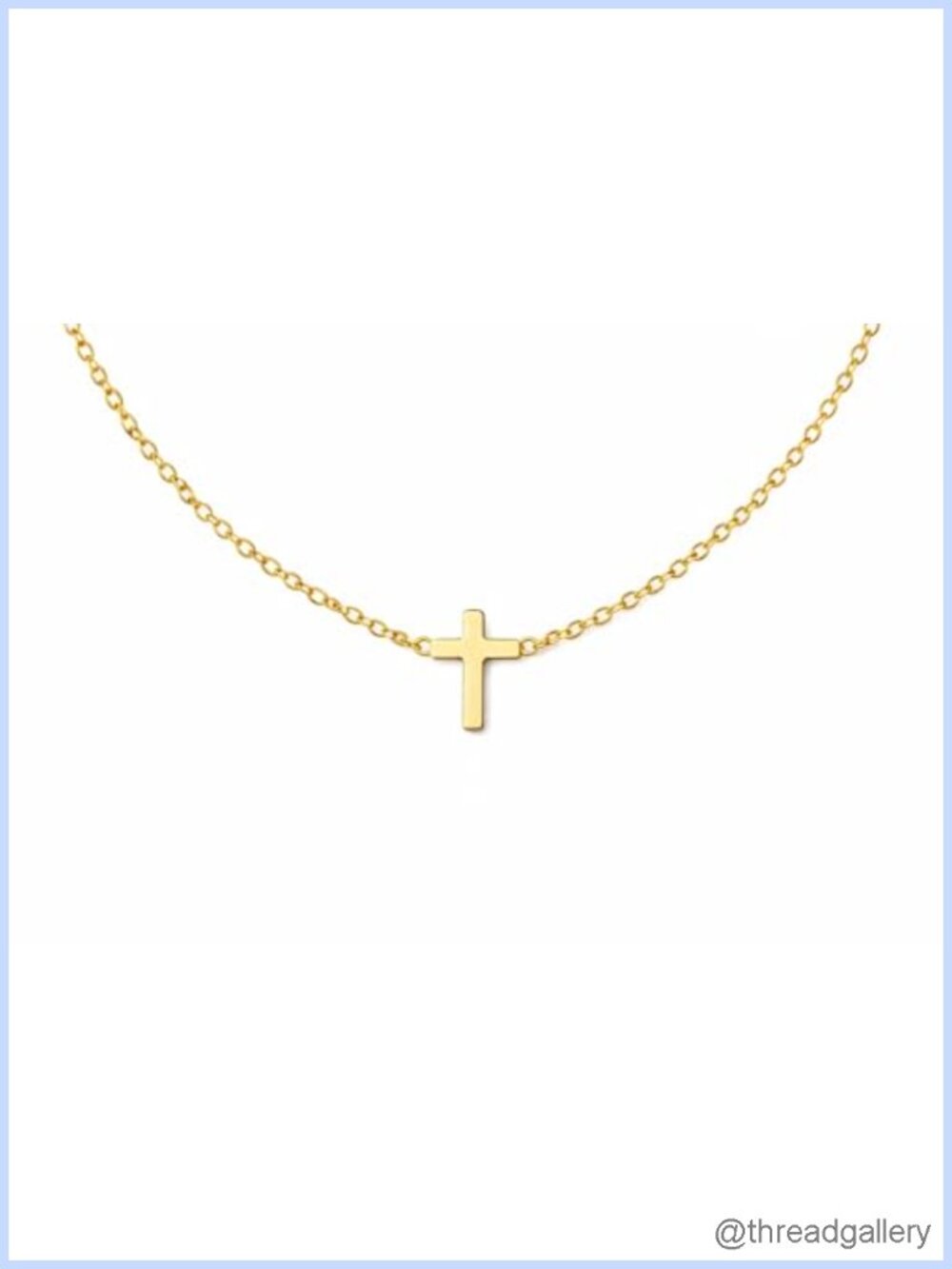 14k Gold Plated Cross Necklace Small Dainty Pendant 18+2 Chain